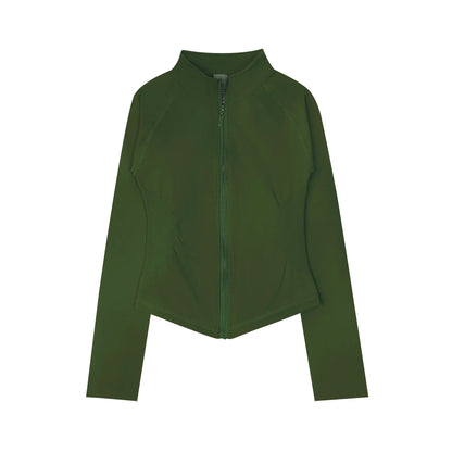 Women’s Zip-Up Sports Jacket — Seamless Long Sleeve Gym Activewear