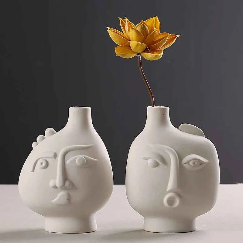 human ceramic vase minimalist dry flower decor nordic modern home ornament plain fired living room office stylish decoration