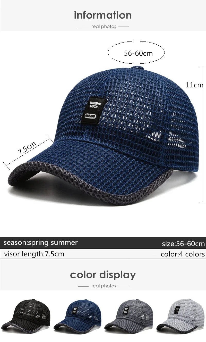 Summer Baseball Cap UV Protection Sun Visors Hat Breathable Mesh Outdoor Hiking Fishing Cap Adjustable Snapback Sun Cap Hat