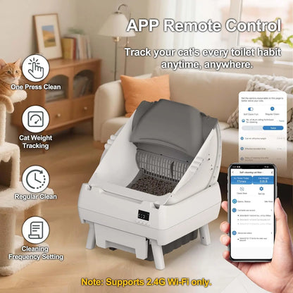 Automatic Self-Cleaning Cat Litter Box — Open Design, APP Control & Anti-Pinch Safety