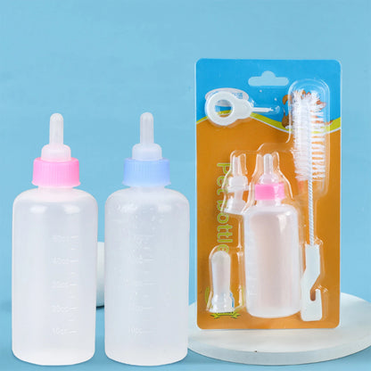 Pet Silicone Milk Bottle Set – 60ml Feeding Bottle & Water Dispenser for Dogs & Cats