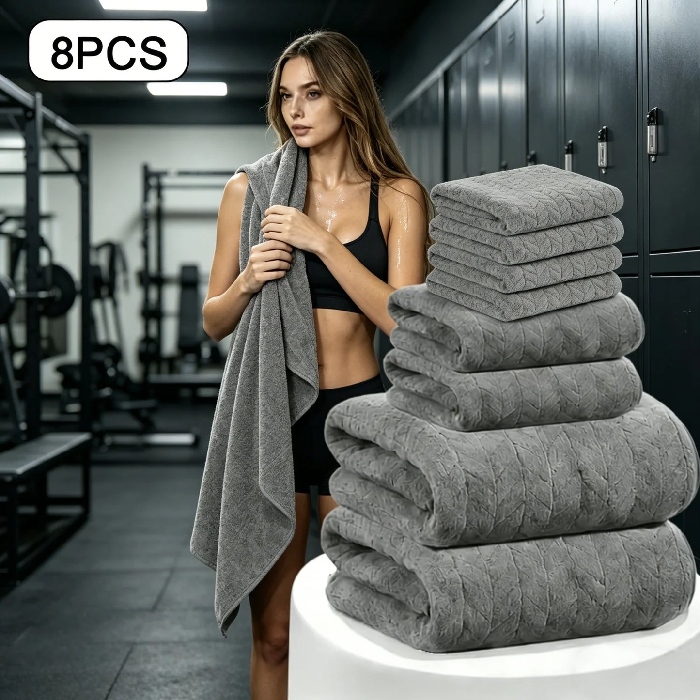 8-Piece Cotton Bath Towel Set — Soft, Quick-Dry, Lightweight