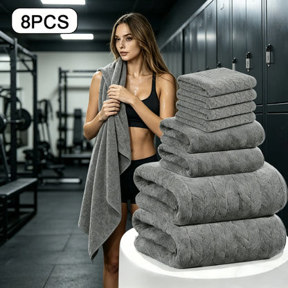 8-Piece Cotton Bath Towel Set — Soft, Quick-Dry, Lightweight