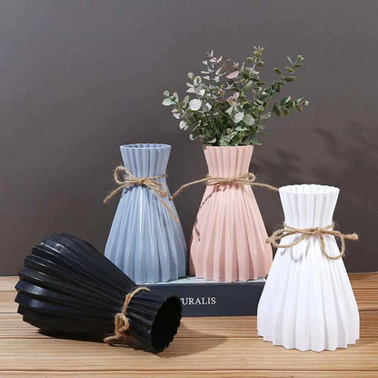 Creative Origami Vase European Pleated Vase Plastic Waist Folding Flower Vase Folding Paper Style Dry Flower Bottle Modern
