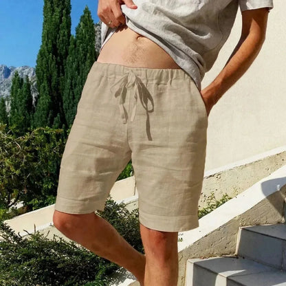 Men's Cotton Linen Hawaii Beach Shorts — Loose Solid Color Versatile Streetwear