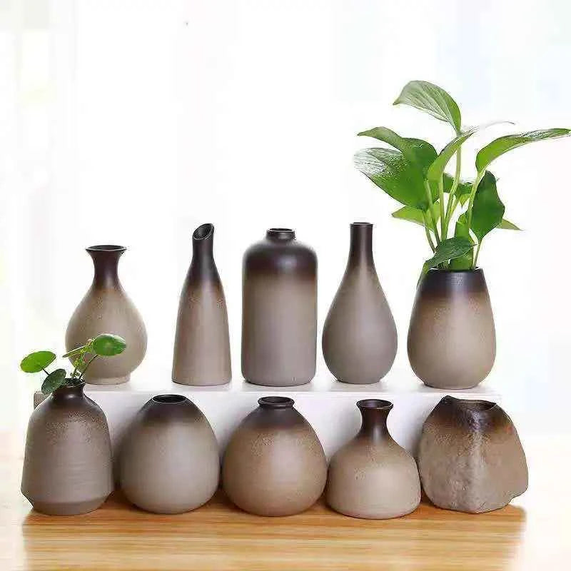 China Pottery Mini Small Flower Vases Traditional Chinese Retro Style Ceramic Vase Lliving Room Home Decoration T032