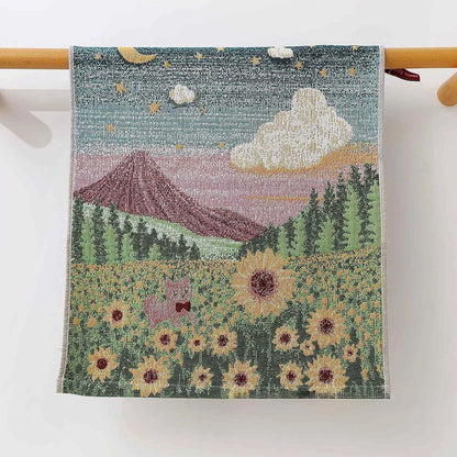 Pastoral Cats 100% Cotton Four-layer Gauze Towel Printed Hand Towel