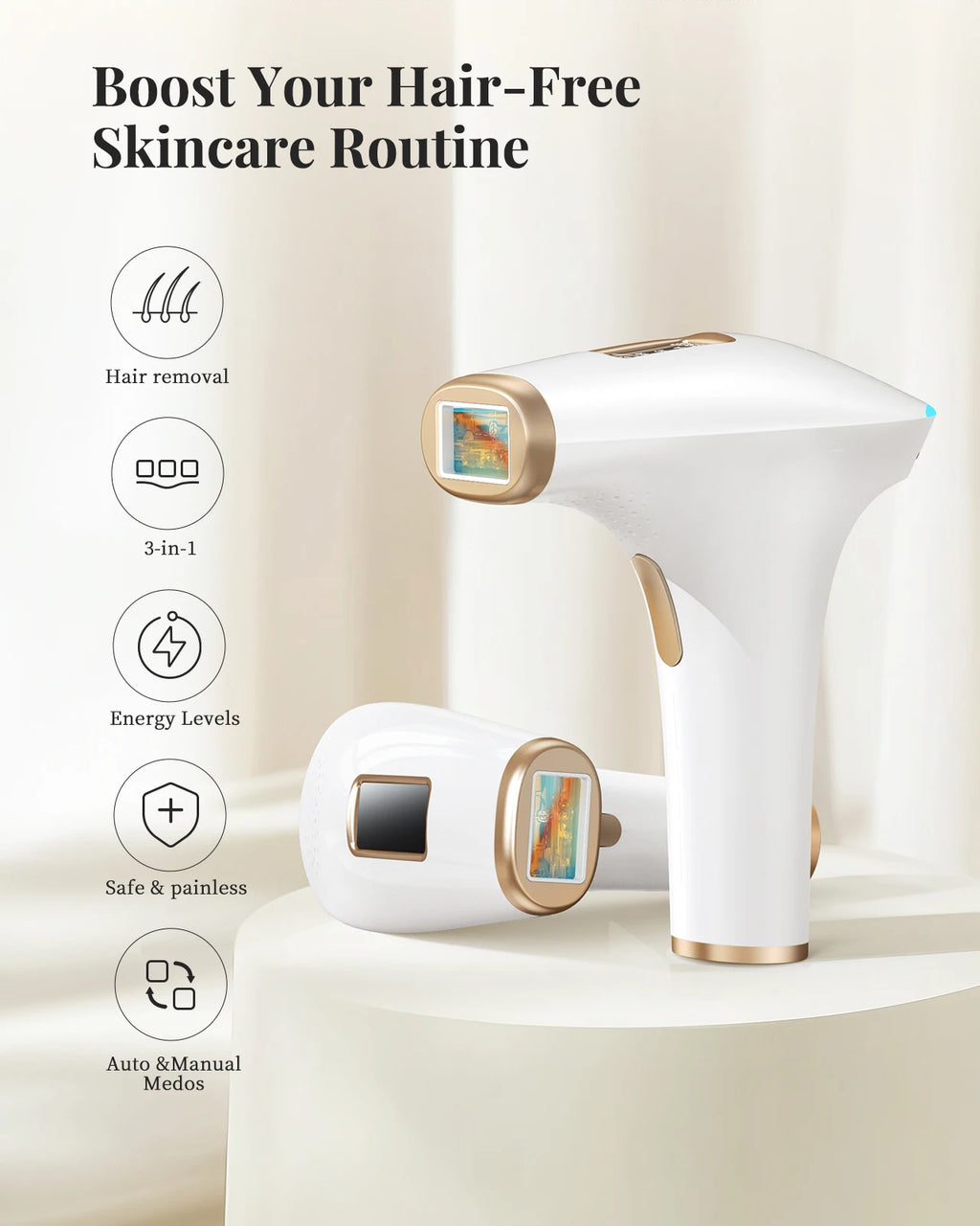 3-in-1 IPL Epilator, 5cm² Flash Window, 17.6J