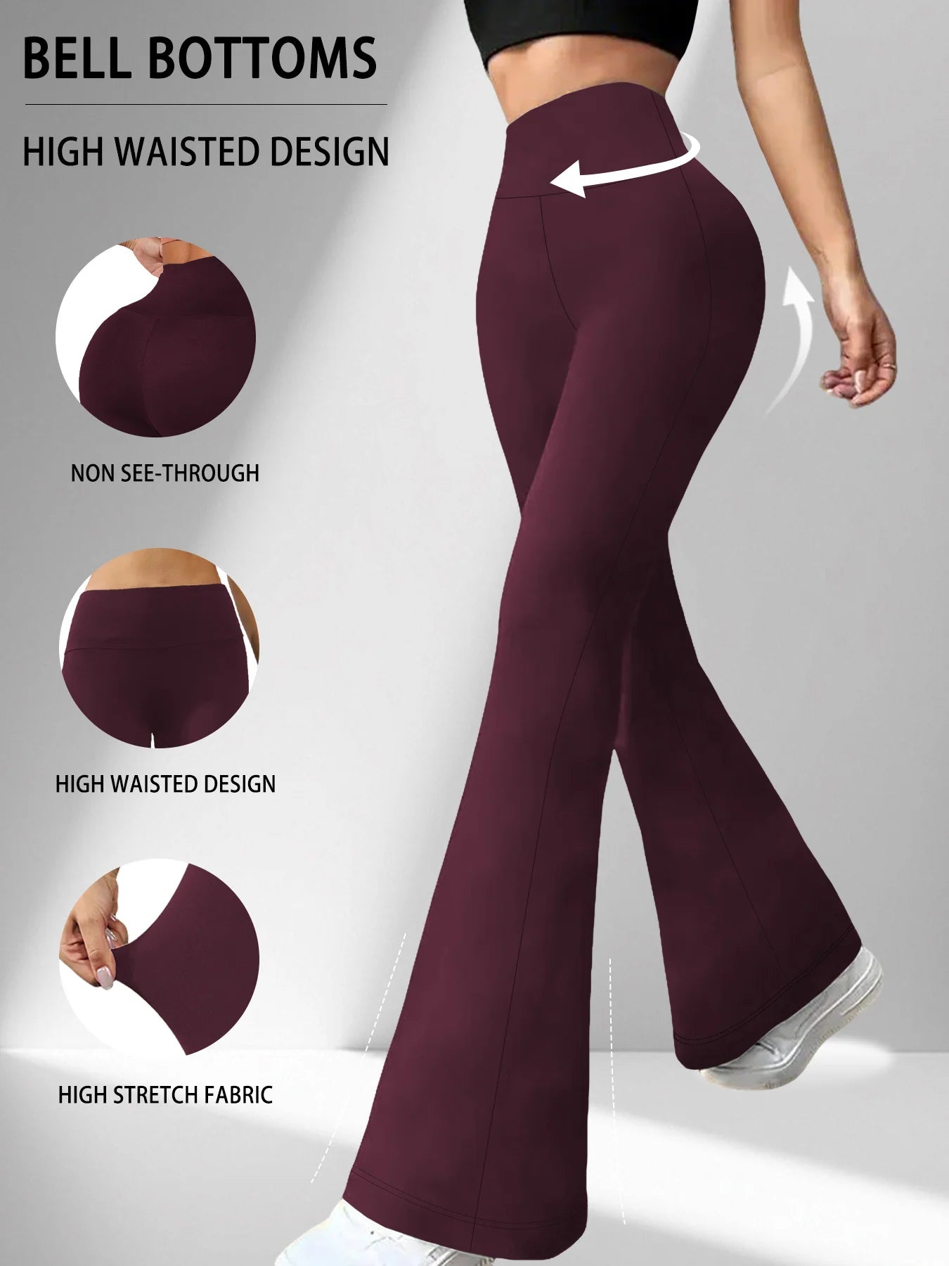 Women's Super Soft Flare Pants — High Waisted Tummy Control Yoga Bell Bottoms