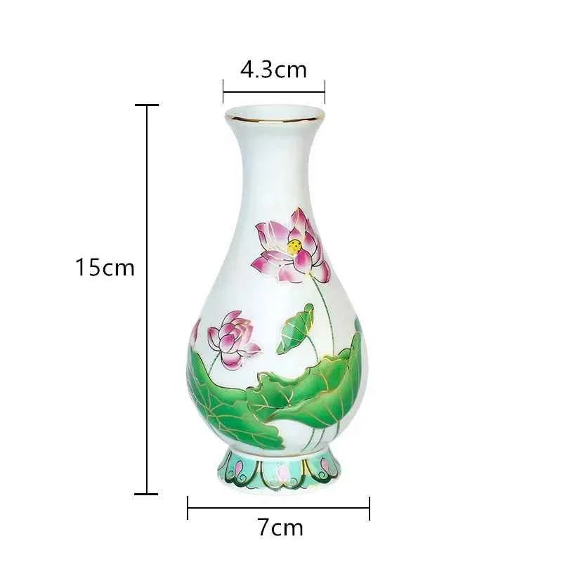 Home Ceramics Lotus Vases Ornaments Buddha Hall Worship Accessories Living Room Flower Arrangement Vase Decoration Crafts