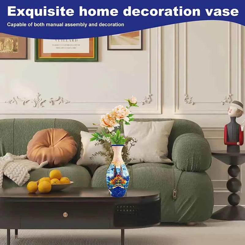 3D Puzzle Vase Flower Porcelain Design DIY Assembly Educational Toy Home Decoration House Arrangement Warming Christmas Gift Toy