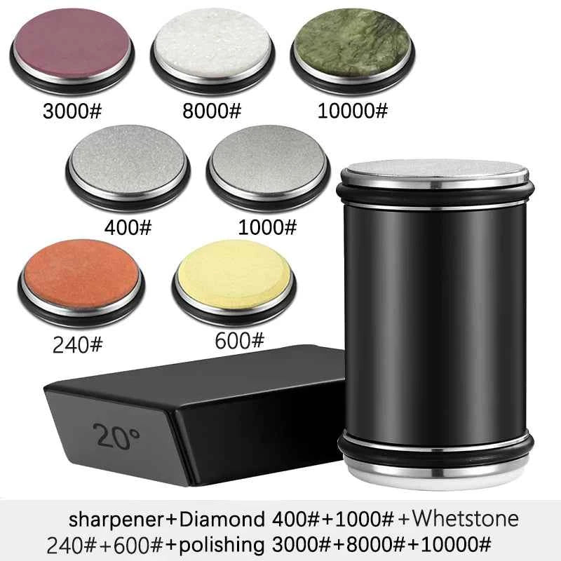 Rolling Knife Sharpener Double Sided Diamond Sharpening Stone 15/20° Degree Magnetic Angle Roller Sharpening for Kitchen Knives