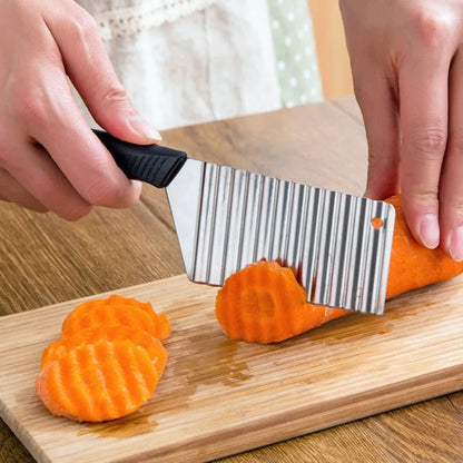 Crinkle Cut Wavy Potato Slicer & French Fry Maker – Stainless Steel Chopper Knife