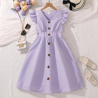 Kids Dress For Girls 8-12 Years Summer Girls Dopamine Dress Graduation Birthday Party Event Fresh Sweet Style Girls Dress