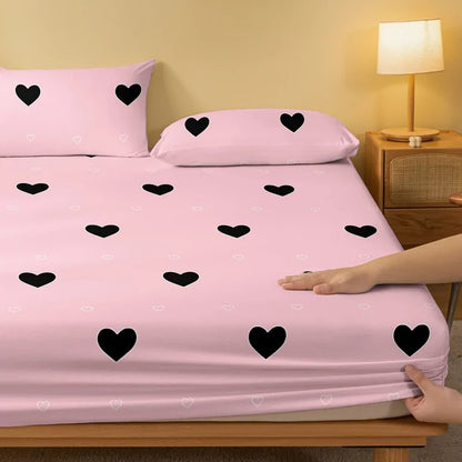 Modern Heart Geometry Matte Fitted Sheet