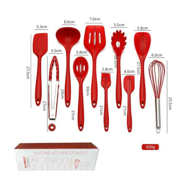 12PCS Silicone Cookware Set Kitchen Cooking Tools Baking Tools Tableware Silicone Shovel Spoon Scraper Kitchen Accessories