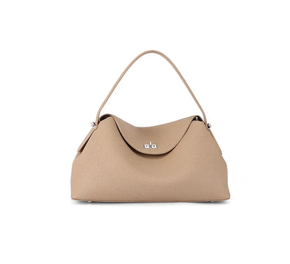 Retro Cowhide Leather Tote, Large Capacity Shopping Bag