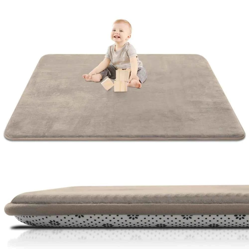 VIKAMA Solid Color Thickened Flannel Carpet - For Living Room Rug, Children's Crawling Mat & Bedroom Bedside Blanket