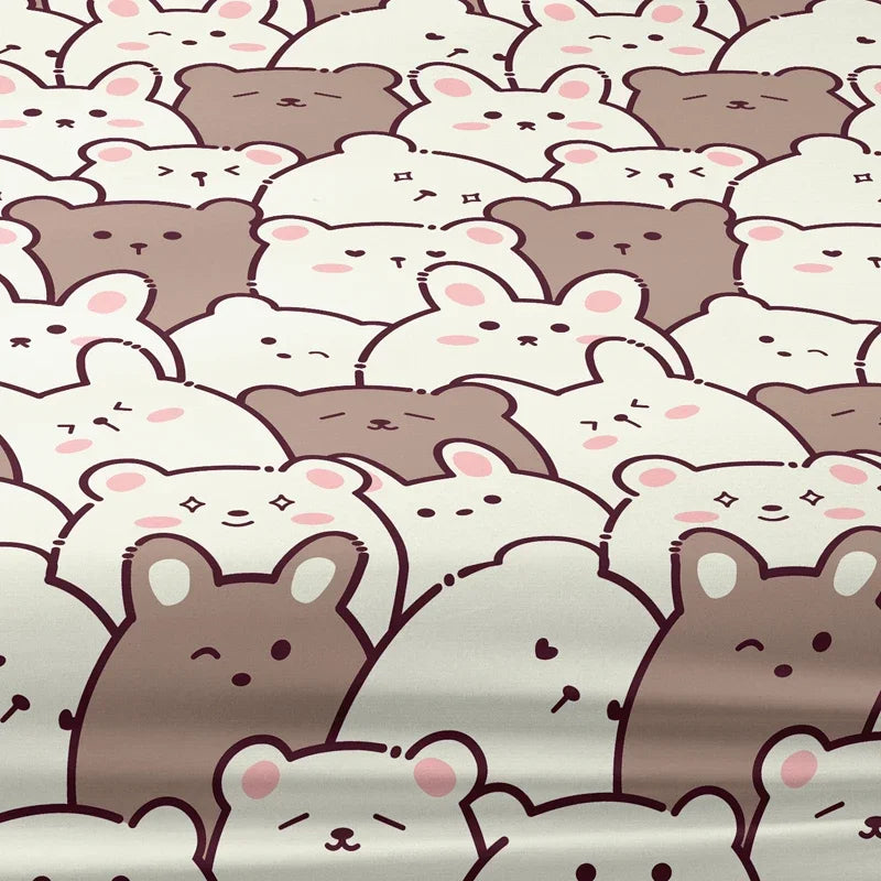 Teddy Bear Print Fitted Sheet, Matte Kids Bedding