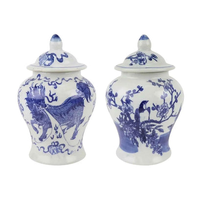 Blue and White Ginger Jar Ceramic Storage Jar Decorative Vases Flower Vase Birthday Gifts