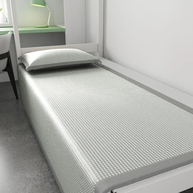 Jacquard Ice Silk Cooling Sleeping Mat – Summer Bed Pad for Dormitory, Student & Bedroom Use