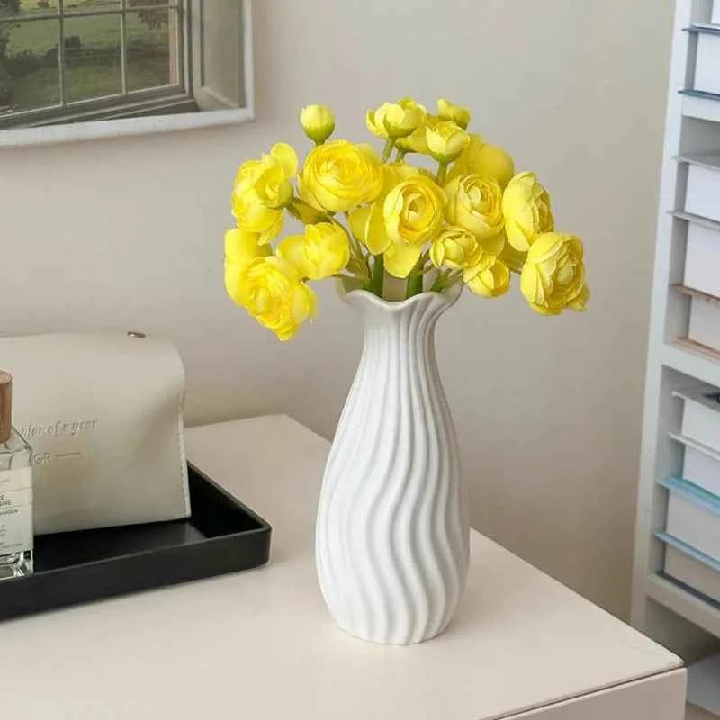 Nordic-style White Ceramic Vase, Modern Design, Living Room & Bedroom Decor, Flower Pot for Plant Cultivation