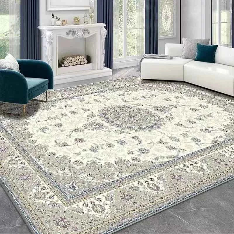vikama French retro Persian carpet door non-slip mat living room sofa tea table crystal velvet large carpet bedroom bed rug