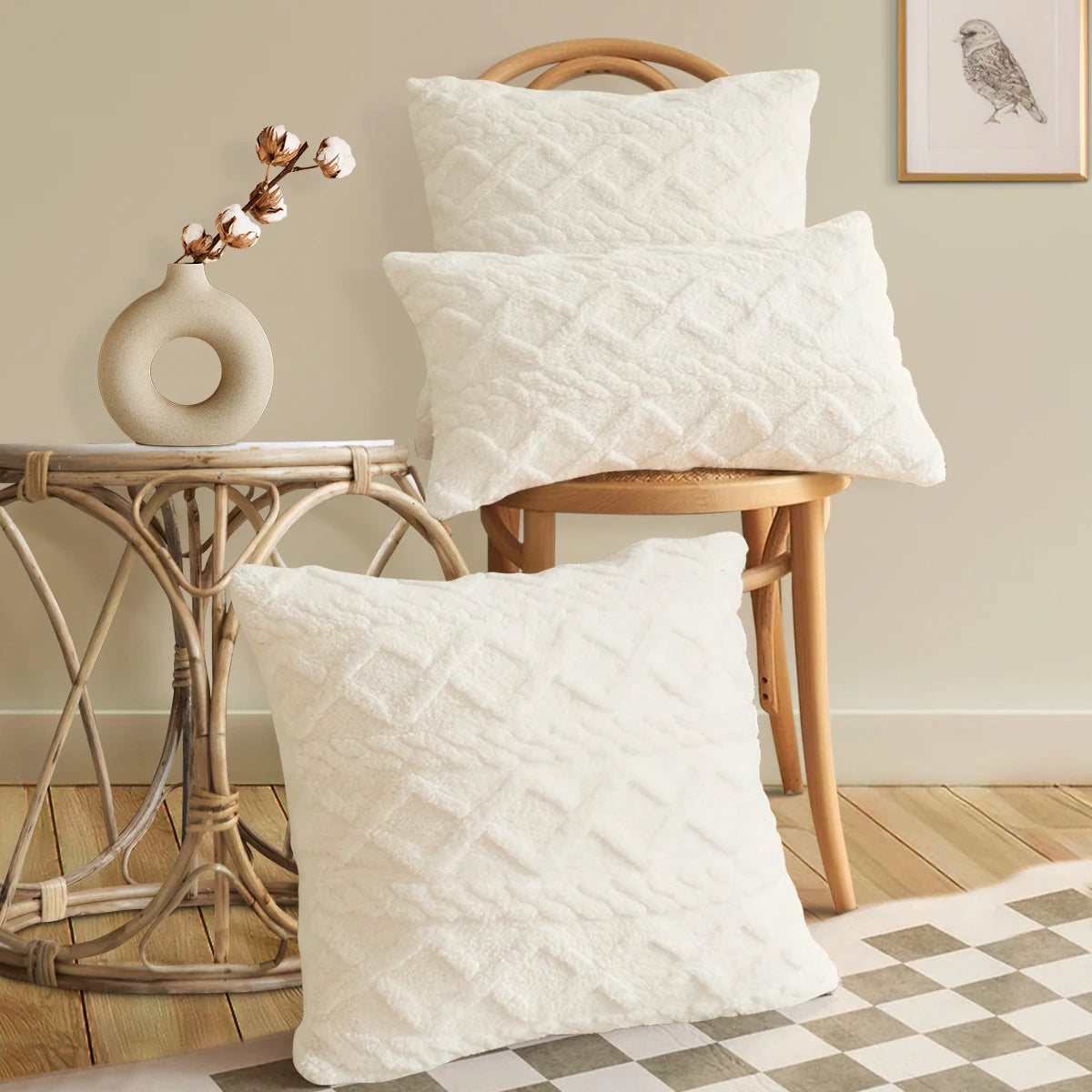 Double-Sided Jacquard Plush Cushion Cover