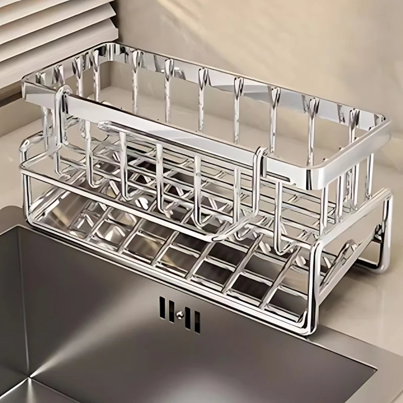 Large Capacity Stainless Steel Sink Drying Rack, Rust-Resistant and Nail-Free