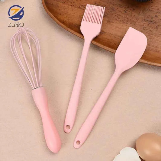 3PCS/SET Silicone Baking Set Cake Cream Spatula Scraper Kitchen Household Egg Whisk Barbecue Oil Brush Gadget Kitchen Supplies
