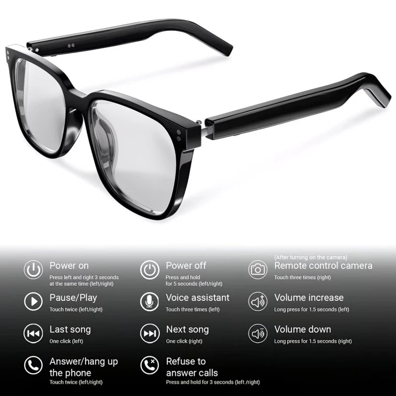 AI Translation Smart Glasses – 100+ Languages, Blue-Light Blocking, Magnetic Clip-On, 360° Stereo