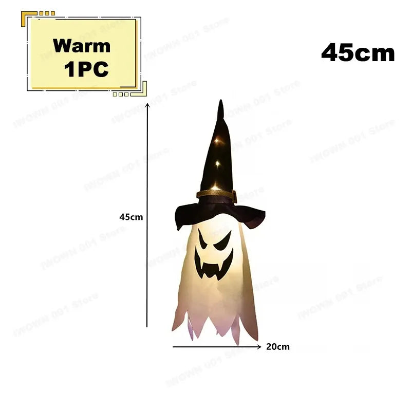 Large Hanging Swinging Ghost Halloween Decoration with LED String Lights Spooky Glowing Outdoor Decor for Front Porch Yard Party