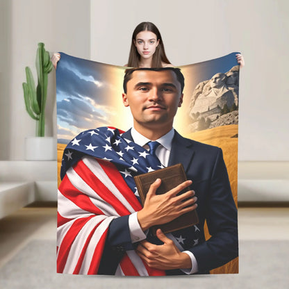 Charlie Kirk Angelic Advocate Blanket  Super Warm Funny Plush Throw Blanket For Boy Girl Living Room Flannel Bedspread Bed Cover