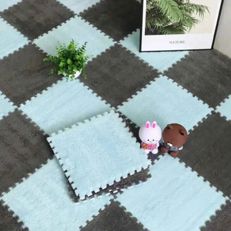 30*30CM Soft Plush Children Kids Rug Play Mat Puzzle Carpet Warm Playmat Interlocking Exercise Tiles Floor Carpet Decoration Mat