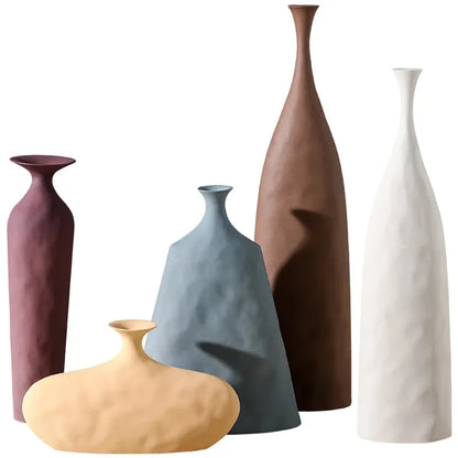 Modern Creative Ceramic Vase Scandinavian Style Flower Pot Nordic Sculpture Art Ornament Room Decoration Office Home Gift