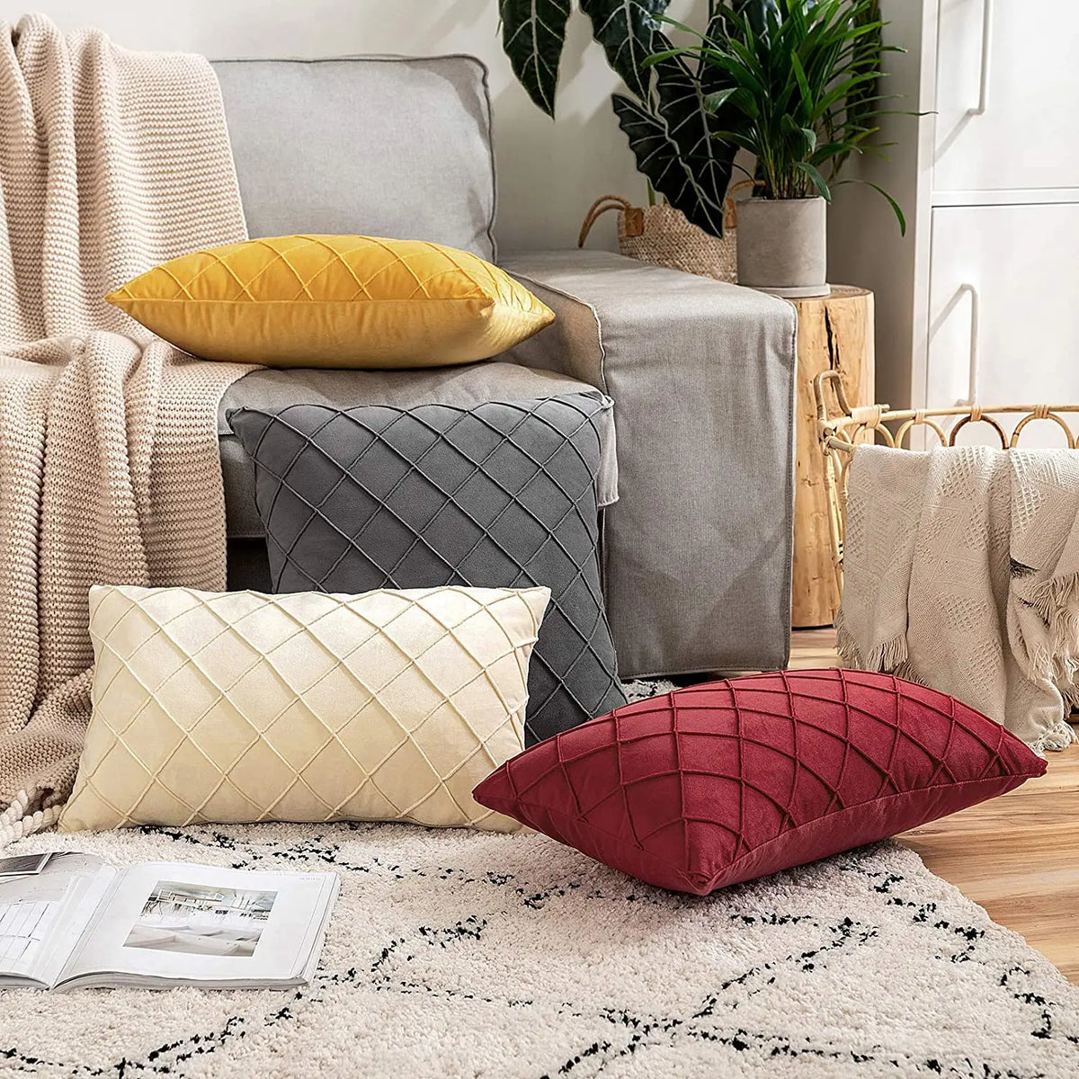 Multi-Color Velvet Cushion Cover, Nordic Style