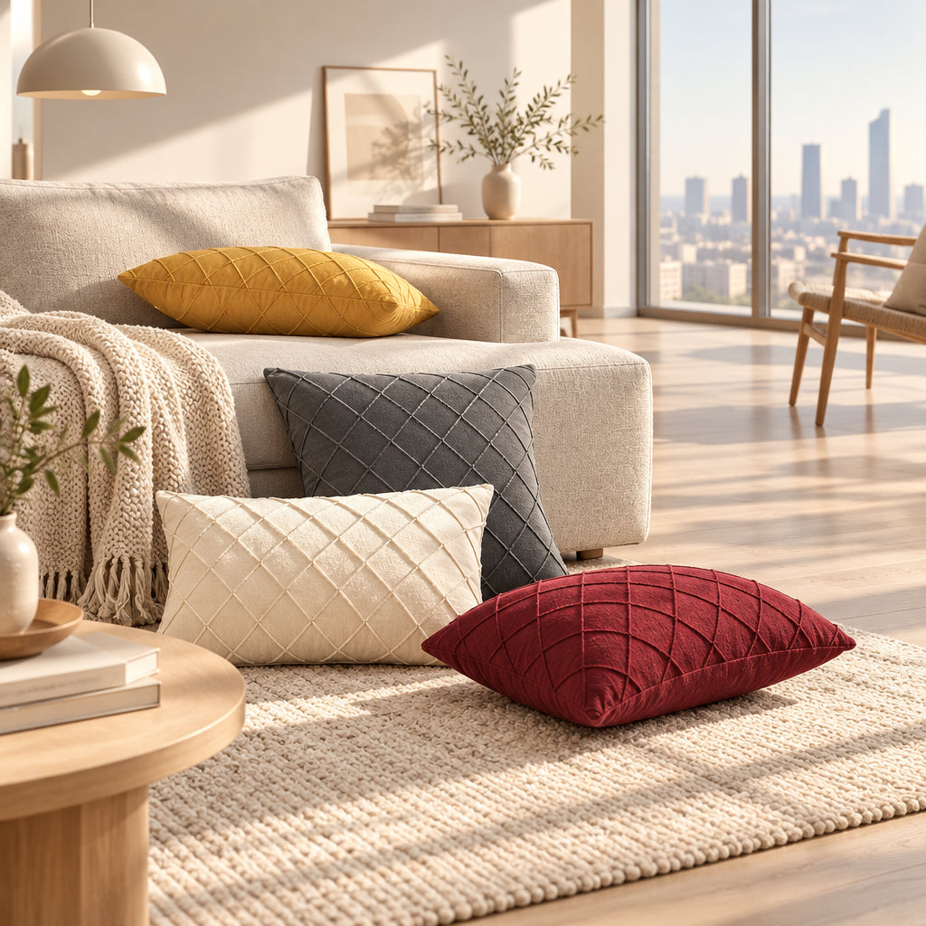 Velvet Cushion Cover with Zipper, 6 Colors & 3 Sizes