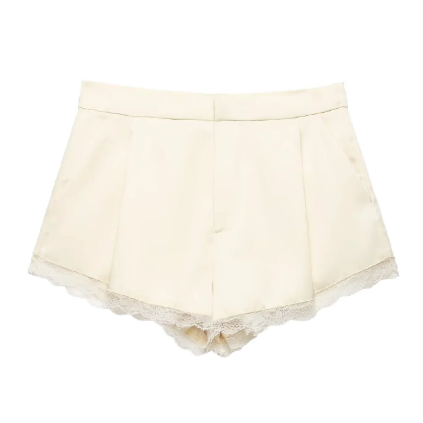 Women's Lace Hem Mini Shorts – Y2K High Street Cute Summer Holiday Shorts with Lace Trim