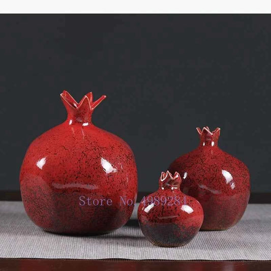 Creativity Ceramic Vase Red Pomegranate Flower Arrangement Accessories Flower Vase Decorative Ornaments Modern Home Decoration