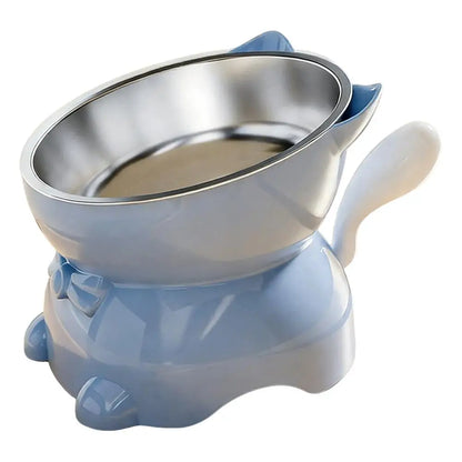 Elevated Stainless Steel Cat Bowl with Ear-Shaped Stand