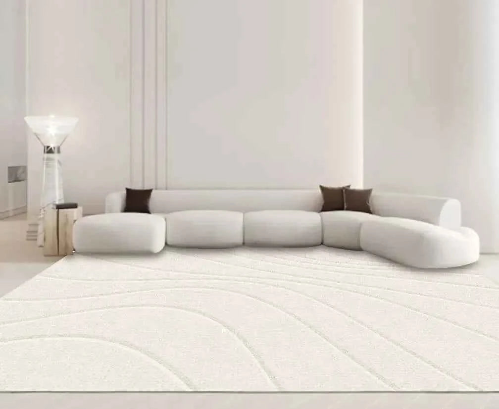 Modern White Minimalism Large Living Room Carpet Light Luxury Beige Decoration Bedroom Carpet Soft Lounge Rug Washable Floor Mat