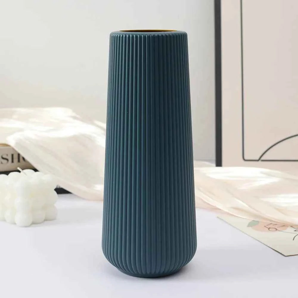 Plastic Flower Vase Fashion Nordic Style Imitation Ceramic Flower Pot Modern Anti Fall Flower Arrangement Living Room