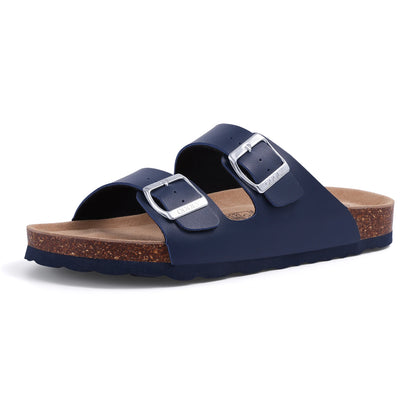 SmilePoP Fashion Men Cork Sandals Summer Men Beach Sandals With Adjustable Buckle Outdoor Nonslip Men Flat Sandals Slip On Slide