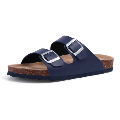 SmilePoP Fashion Men Cork Sandals Summer Men Beach Sandals With Adjustable Buckle Outdoor Nonslip Men Flat Sandals Slip On Slide