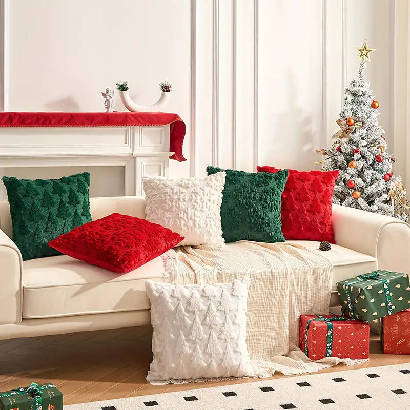 Christmas Decorative Pillow Cover, White, Holiday Decor