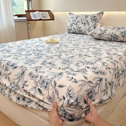 Floral Print Fitted Sheet, Elastic Edge, Queen/King