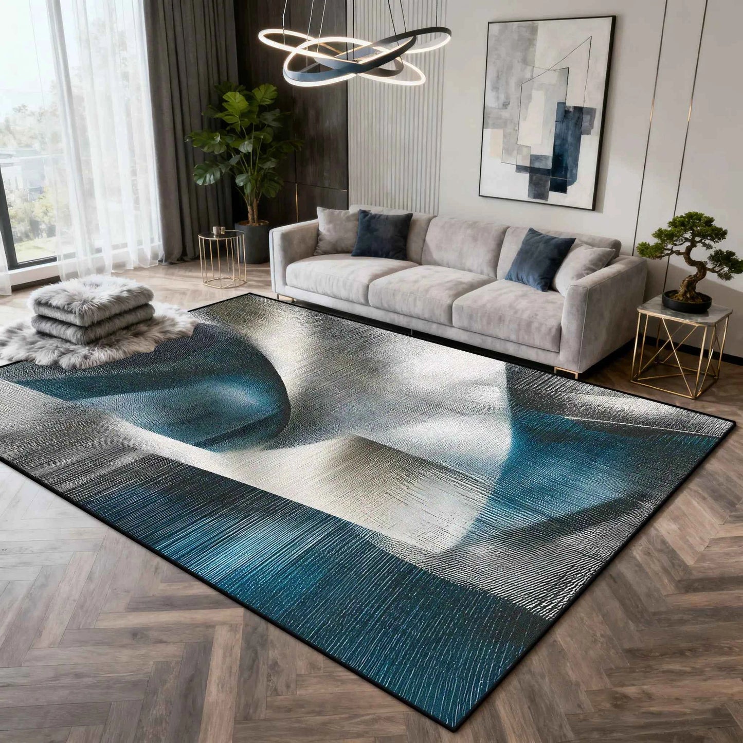 Nordic Light Luxury Carpet Abstract Art Decoration Home Living Room Large Rugs 200×300 Bedroom Cloakroom Plush Foot Mat Washable