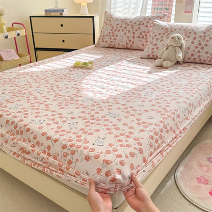 Floral Washed Cotton Fitted Sheet | Single-King