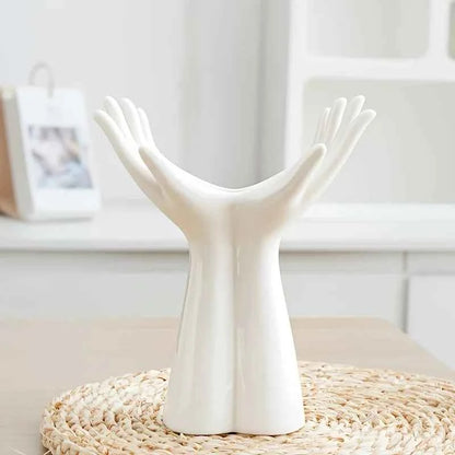 White Ceramic Handmade Vase - Exquisite Home Decor, Artistic Flower Arrangement Vase for Living Room or Tabletop Display