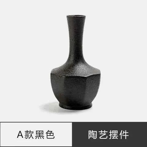 Japanese Zen Vintage Ceramic Vase Dried Flower Arrangement Flower Craft Ornament Table Top Irregular Threaded Vase Ornament Gift